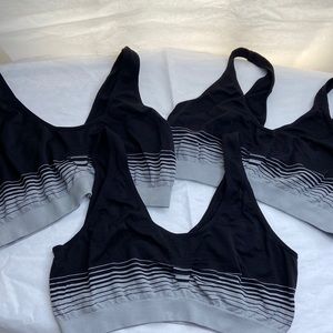 3 Bali size 2X seamless no wire comfy bra grey black strips new or like new